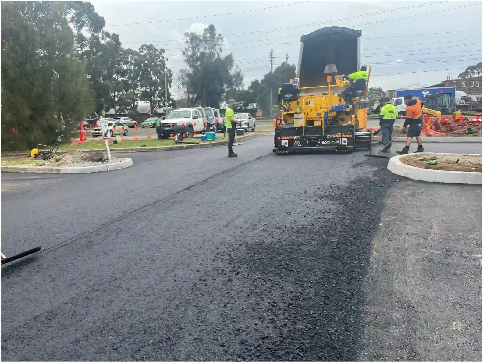Workers developing the McCredie Hotel carpark in Guilford, NSW